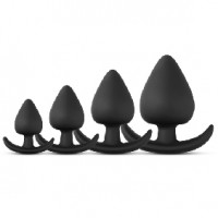 Silicone Anal Plug Set ( 4 Pcs ) Black